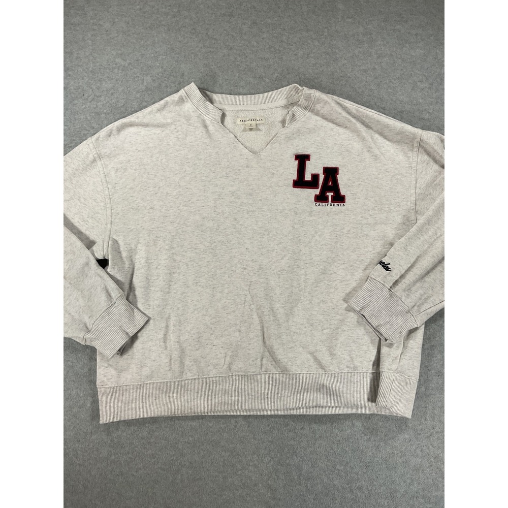 Aeropostale Womens Gray LA California V-Neck Fleece Sweatshirt Size M 2740